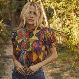 Doen Alida Top - Countryside Patchwork Print - Size S